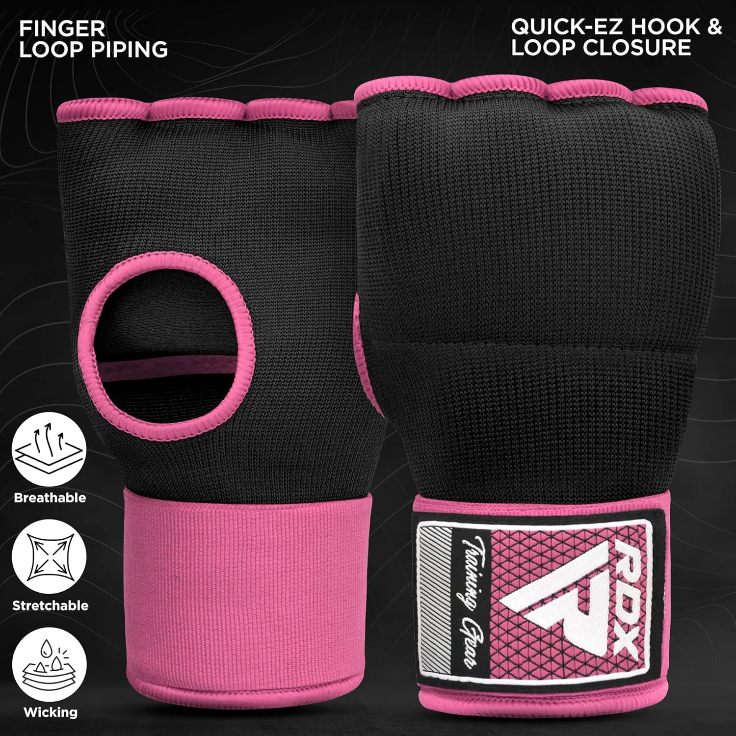 RDX Gel Boxing Hand Wraps Inner Gloves Men Women, Quick 100cm Long Wrist Straps, Elasticated Padded Fist Under Mitts Protection, Muay Thai MMA Kickboxing Martial Arts Punching Training Bandages