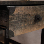 Sauder Steel River Side Table, L: 22.44" x W: 21.65" x H: 23.11", Carbon Oak Finish