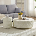 JUSTONE Set of 2 Round Coffee Tables for Living Room, Faux Mars Pattern Modern Minimalist Side Tables Accent End Table End Table for Apartment,Office,Marble