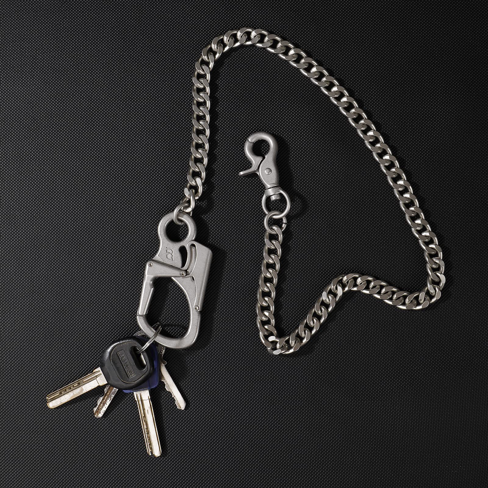 Ahiller Biker Wallet Chain, Heavy Duty Pocket Chain with Lockable Carabiner, Men Chains for Keys, Jeans, Pants, Purse and Handbag（QK-Silver-1PCS） - Grand Goldman