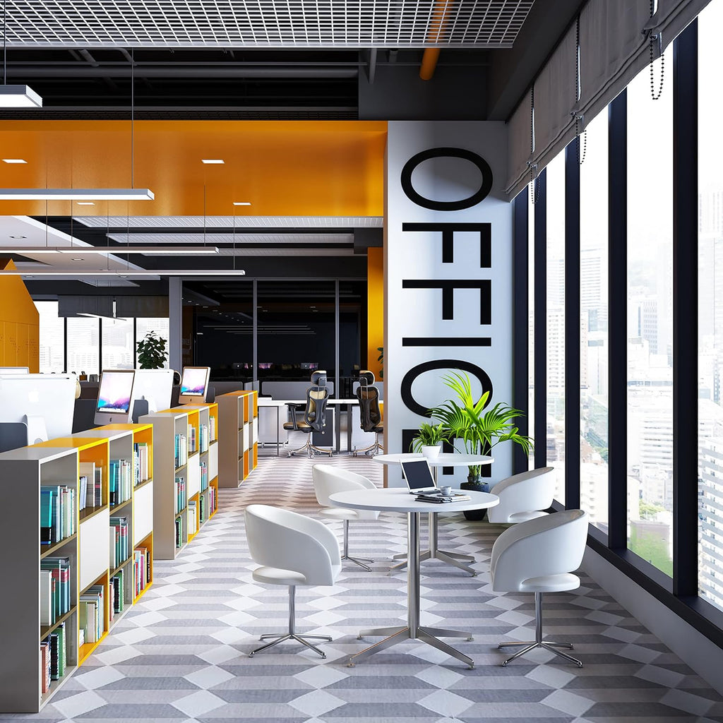 White Dining Table Round Small Office Table Conference Table Coffee Meeting Table w/Stainless Steel X-Shaped Pedestal for Office Boardroom Kitchen Living Room 31.5 inch