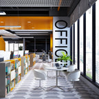 White Dining Table Round Small Office Table Conference Table Coffee Meeting Table w/Stainless Steel X-Shaped Pedestal for Office Boardroom Kitchen Living Room 31.5 inch