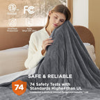 Bedsure Electric Blanket Queen Size - Dual Control Heated Blanket Queen, GentleSoft™ Fast Heating with 10 Time Settings & 10 Heat Settings, Warm Gift for Grandma (84x90 inches, Grey)