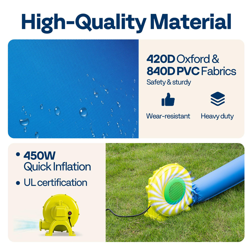 VIVOHOME 7 in 1 Bounce House for Kids, Fruit Theme Inflatable Bouncy Castle with Slide, 12x12 FT Inflated Bouncer for Outdoor with Blower, Basketball, Climb, Jump Area, Ball, Water Pool, Hoop