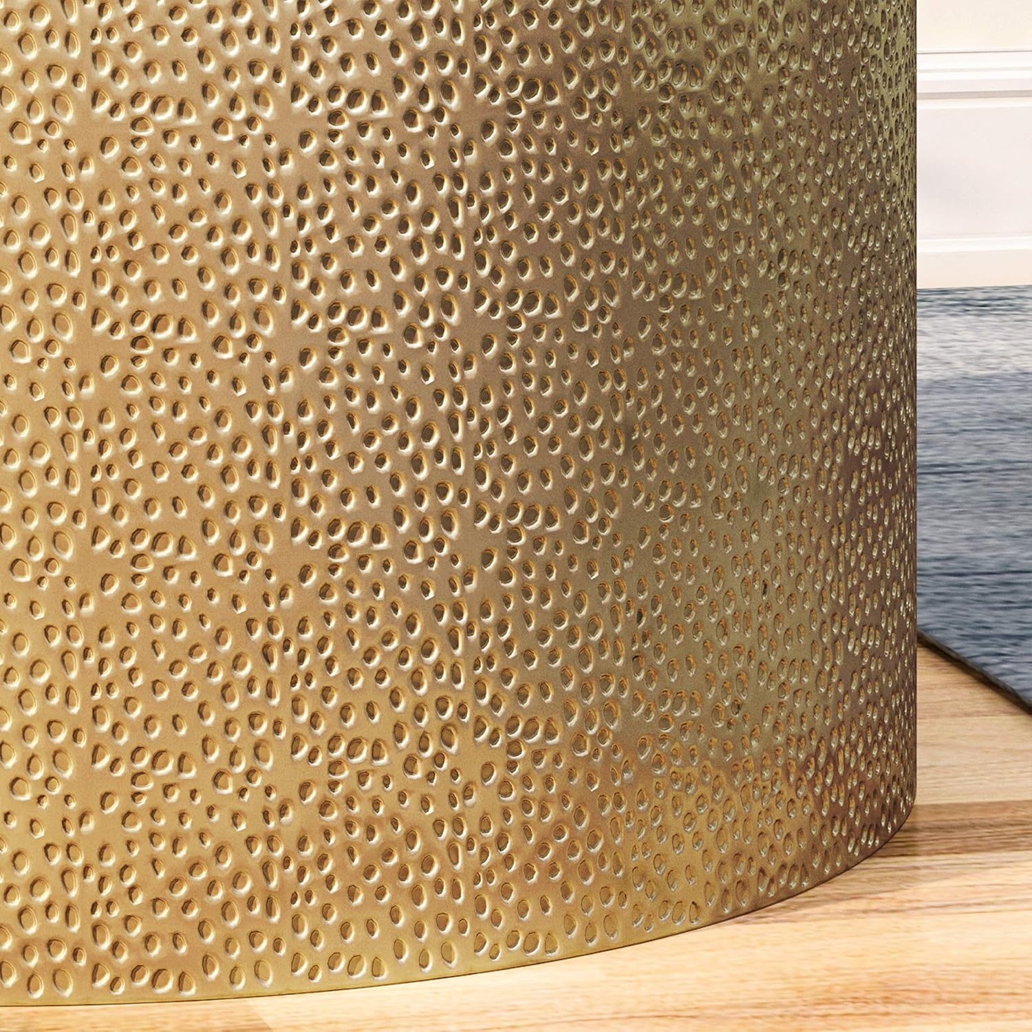 Christopher Knight Home Rache Modern Round Coffee Table with Hammered Iron, Gold, 26. 00” L x 26. 00” W x 17. 00” H