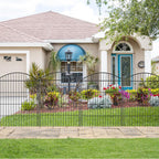 Decorative Garden Fence Animal Barrier with Gate 40 in(H)×27.6 Ft(L) 12 Panels, Dog Rabbit Fencing Arched Rustproof Metal No Dig Pet Outdoor Garden Fence for Yard, Patio, Flower Bed