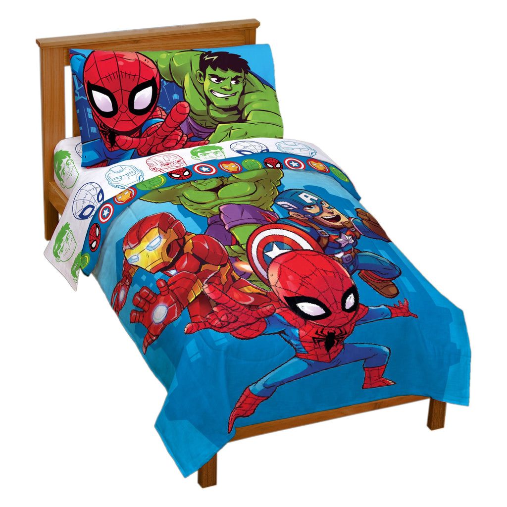 Jay franco Monster Jam MJ Life 4 Piece Twin Bed Set-Includes Reversible Comforter&Sheet Set-Bedding Features Grave Digger, Max-D, Megalodon-Super Soft Microfiber-(Official Monster Jam Product)