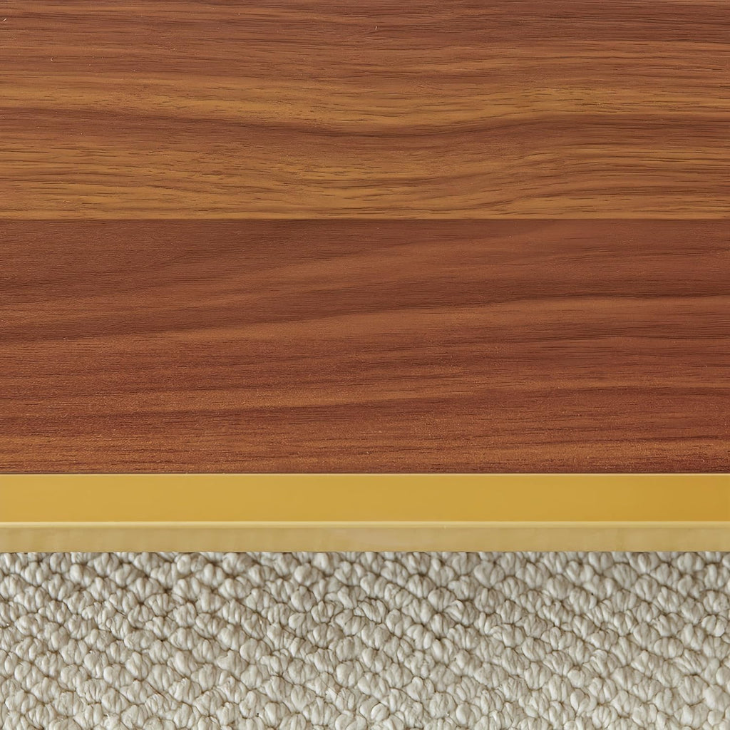 Modern Rectangle Glass Coffee Table with Amber Glass Top, Rectangle Glass Table for Living Room, L41''×W19''×H18'', Gold Table Legs Structure & Amber Glass Top