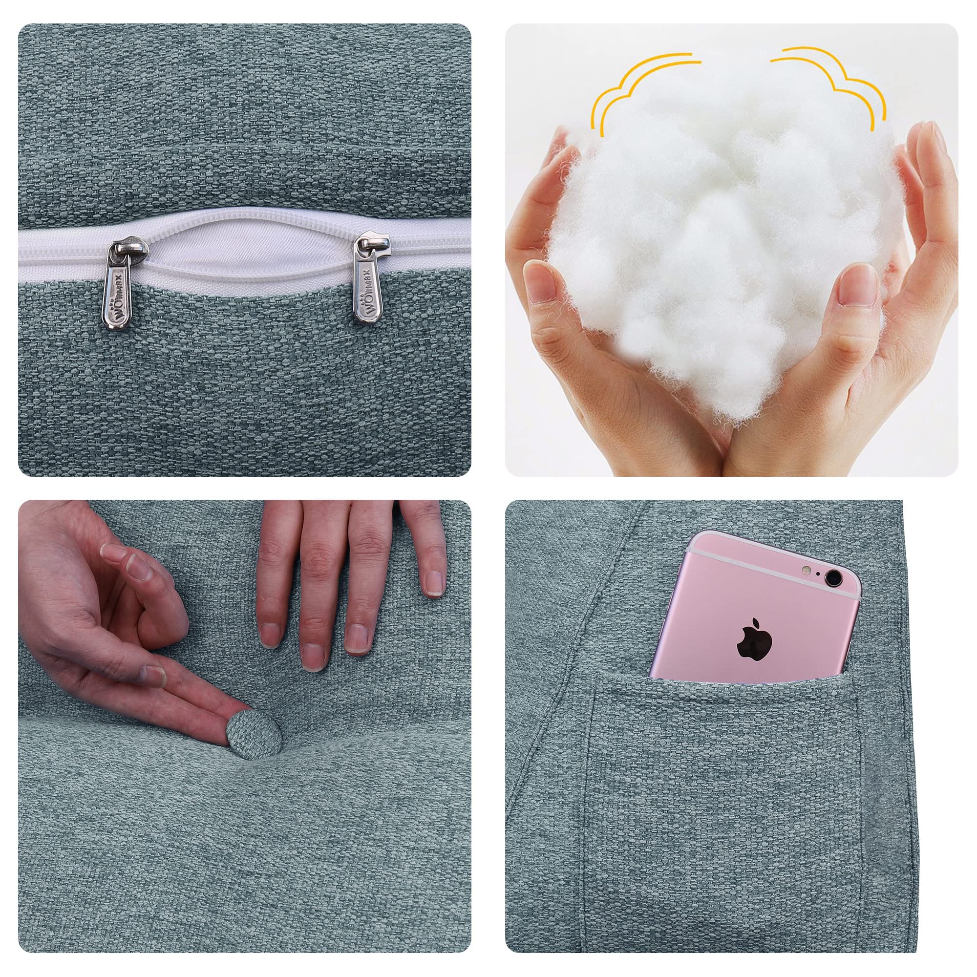 بالش تاج تخت WOWMAX کوئین بالش مثلثی گوه‌ای برای تاج تخت بالش گوه‌ای تاج تخت برای تخت روز تخت دوطبقه بالش بزرگ بولستر برای تخت با روکش قابل جدا شدن، هدیه برای مادر خاکستری