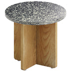 Melino Ocean-Plastic Round Side Table for Living Room, Bedroom, Nightstand with FSC Wood Base, Easy Assembly, Accent/Coffee Table (Stellae Obscura)