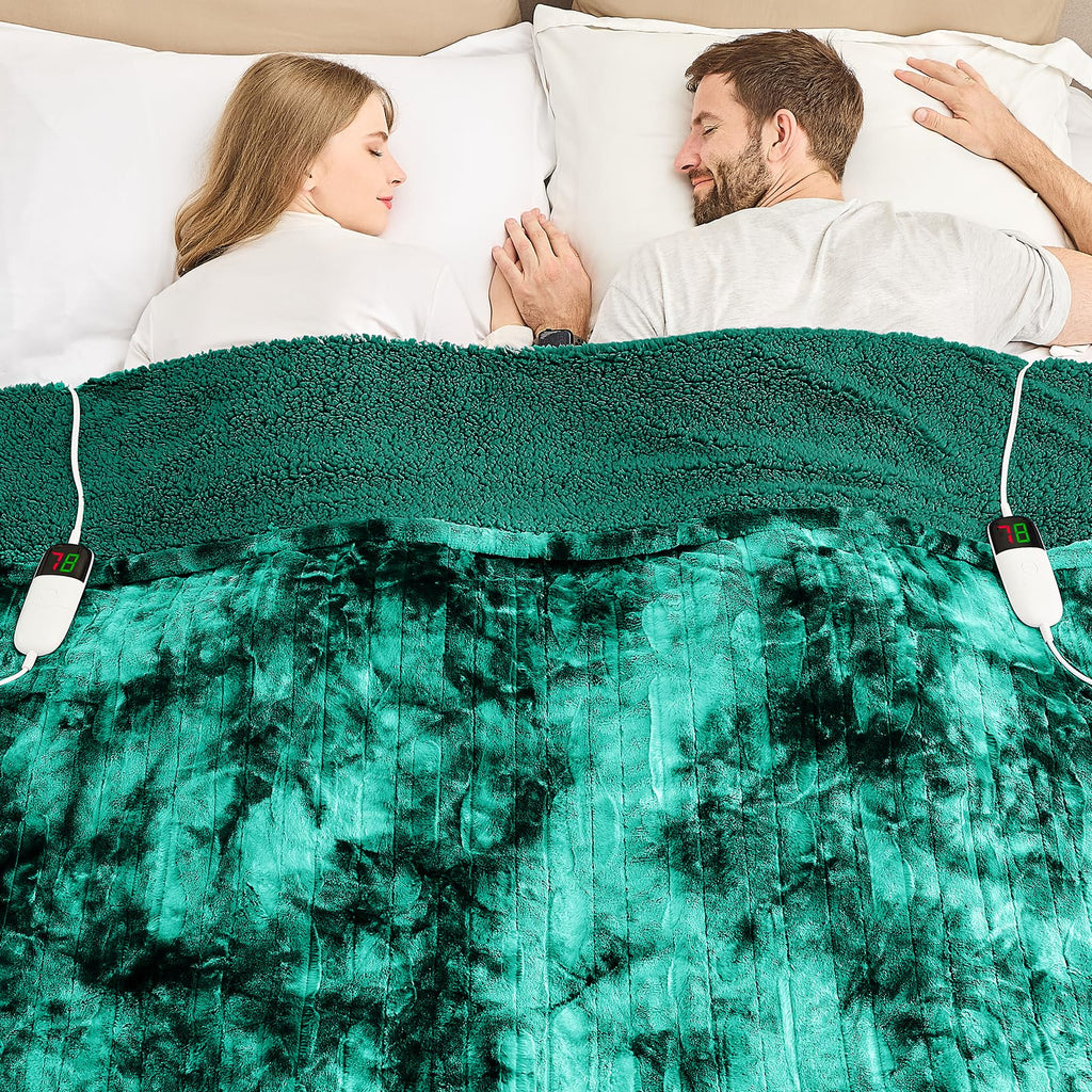 Manta Elétrica Aquecida OCTROT - Manta de Aquecimento em Sherpa de Lã para Sofá, Manta de Aquecimento de Pelo Sintético para Colo com Temporizador de 5 Posições e 10 Níveis de Aquecimento, Certificação ETL&FCC, para Adultos
