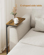 TUTOTAK C Shaped End Table, Tv Tray, Small Side Table, 28.7 inch Tall Couch Table, Tray Table, Sofa Table, Living Room, Bed Room, Brown TB01BB071