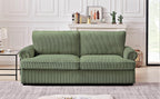 Reversible Sleeper Sofa Bed with Comfortable Memory Foam Mattress, Convertible Corduroy Full Size Pull Out Couch for Living Room, Space Saving Furniture, 70" Wide, Rounded Arms, Dark Green