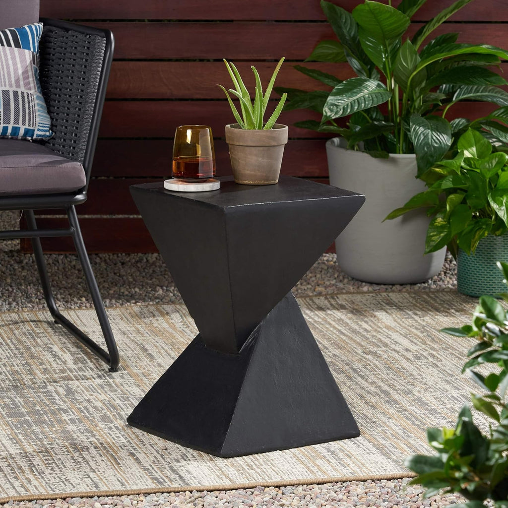 Christopher Knight Home Kajsa Outdoor Lightweight Concrete Accent Table, Black