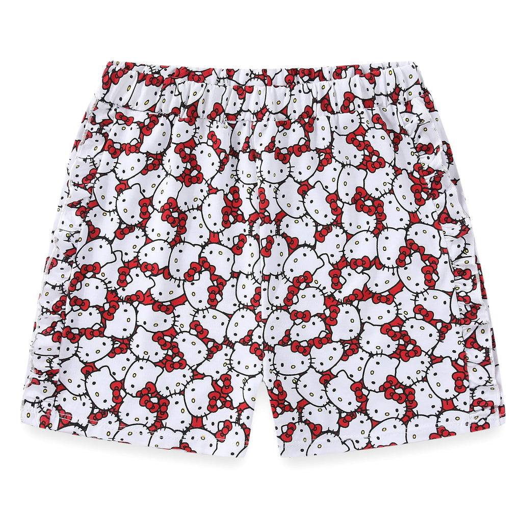 Hello Kitty Sanrio Girls 4 Pack Mix and Match 2 Short Sleeve T-Shirts, Short, and Flared Pants Set for Big Kids