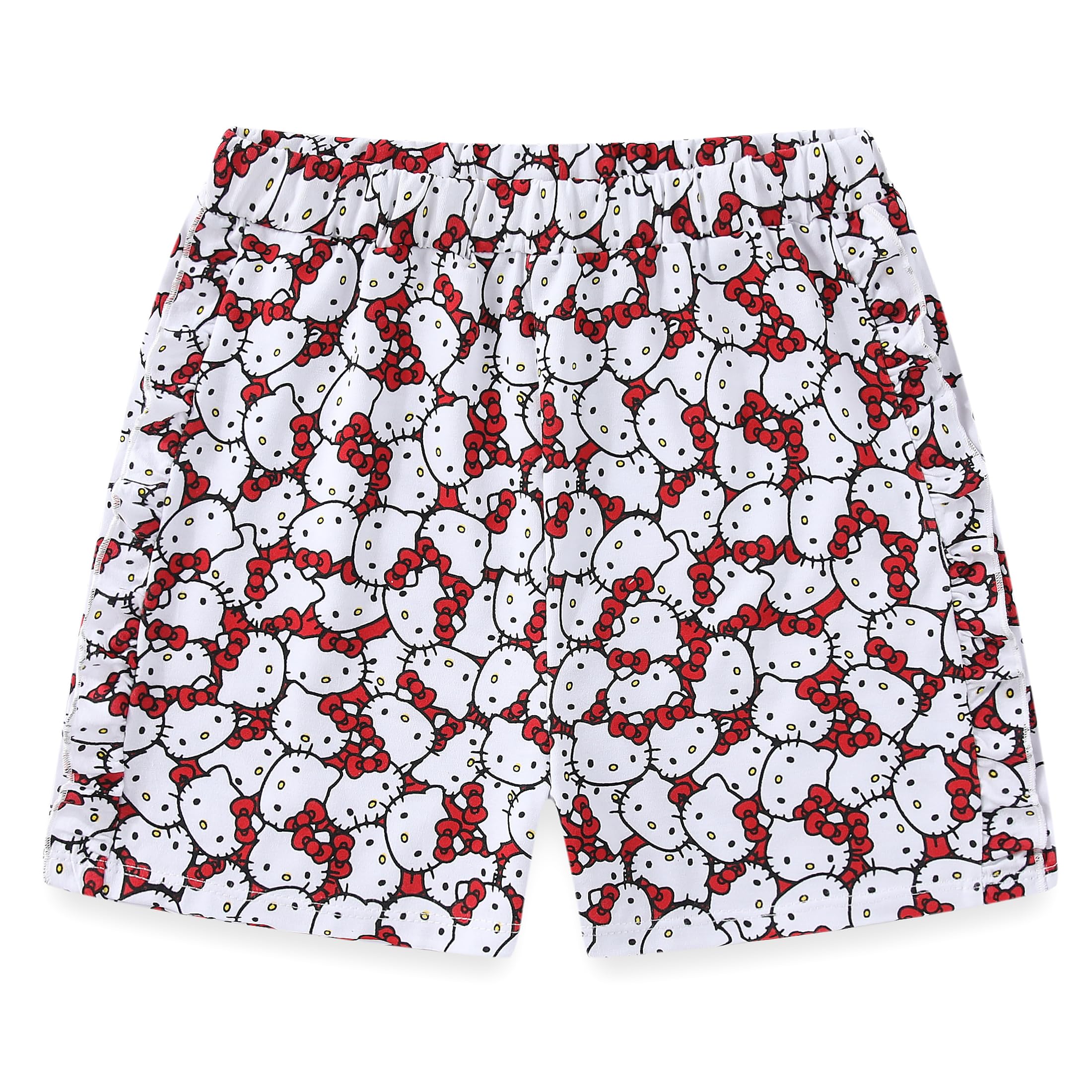 Hello Kitty Sanrio Girls 4 Pack Mix and Match 2 Short Sleeve T-Shirts, Short, and Flared Pants Set for Big Kids