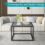 Square Coffee Tables for Living Room, Small Coffee Table with Storage Center Side Table with Wood Tabletop and Sturdy Metal Frame,Black and Gray/60x60x40cm