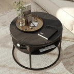 HOJINLINERO Round Lift Top Coffee Table,Coffee Tables Living Room,Black Coffee Table with Storage Hidden Compartment,Wood Farmhouse Coffee Table Decor,Center Table for Living Room,Modern Coffee Table