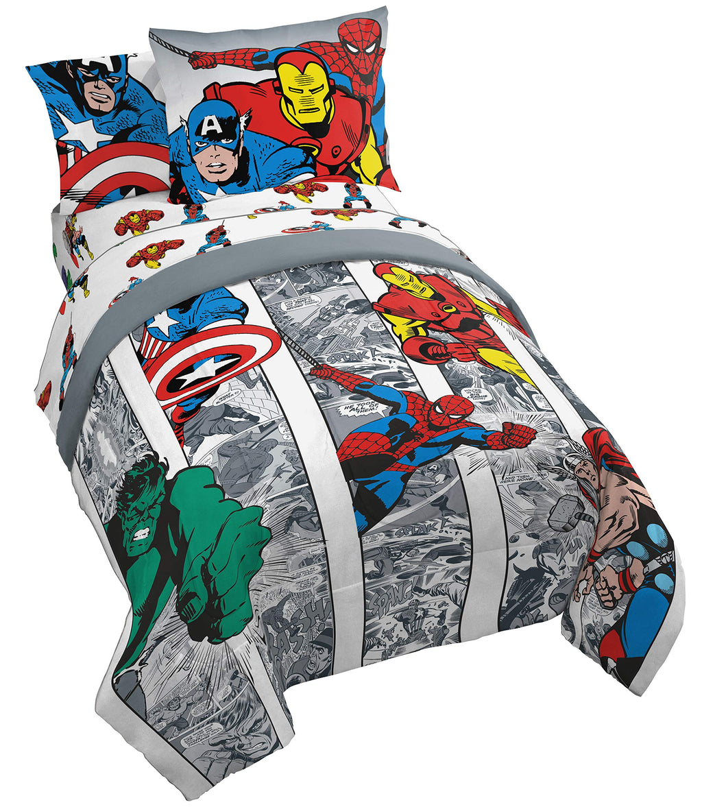 Jay Franco Marvel Spidey and His Amazing Friends Team Spidey 5 Piece Twin Size Bed Set - Includes Comforter & Sheet Set Bedding - Super Soft Fade Resistant Microfiber (Official Marvel Product)