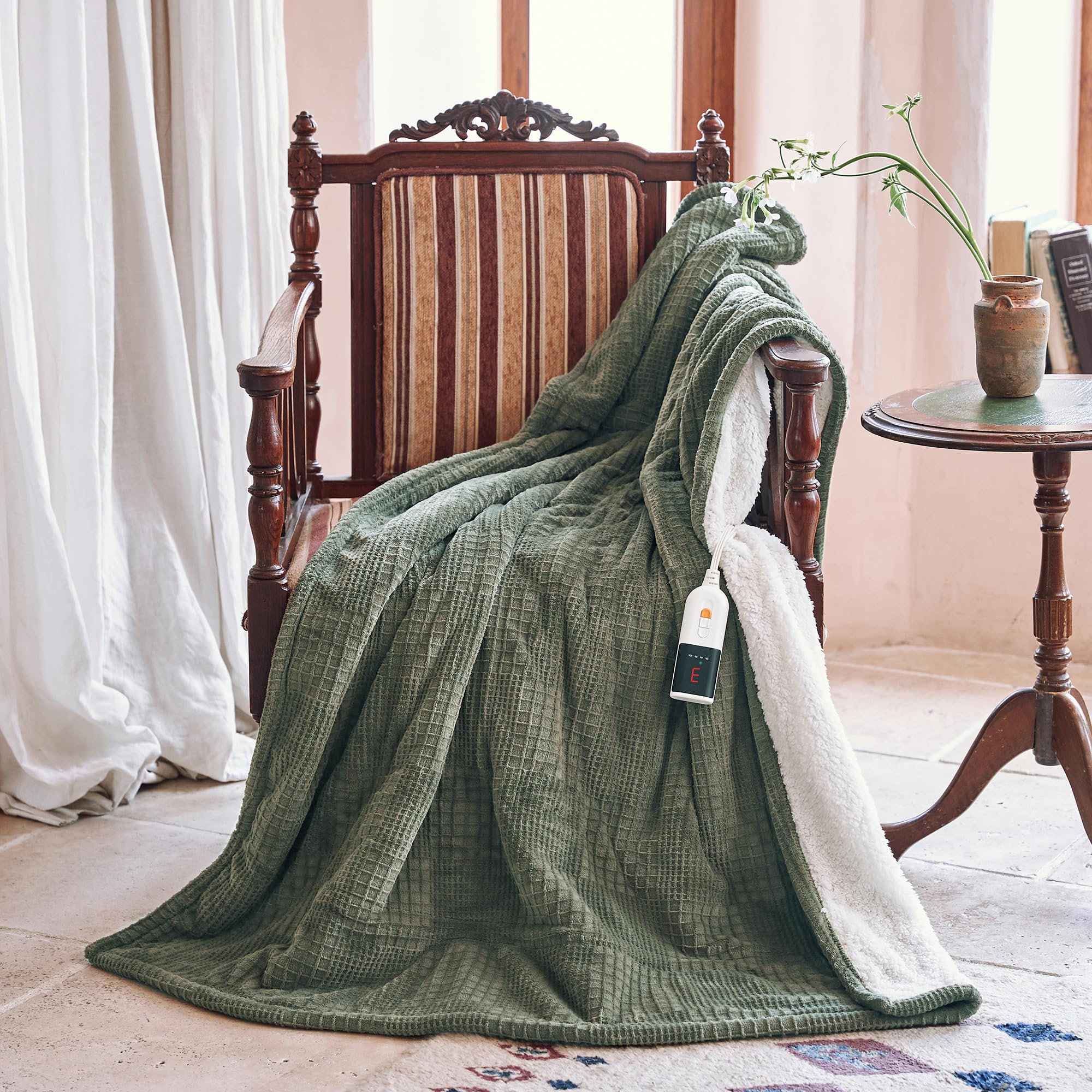 Verwarmd deken elektrisch deken plaid 50''X60'' - verwarmingsdeken met 6 warmtestanden - 2-10 uur automatische uitschakeling, ETL gecertificeerd, wasmachinebestendig (zwart)