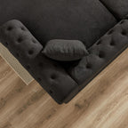 U-Shaped Oversized Symmetrical Sectional Sofa Couch Classic Chesterfield Scroll Armrest Button Tufted Sofa&Couch with Extra Wide Chaises and 2 Pillows for Living Room Home Theater/Office/Apartment