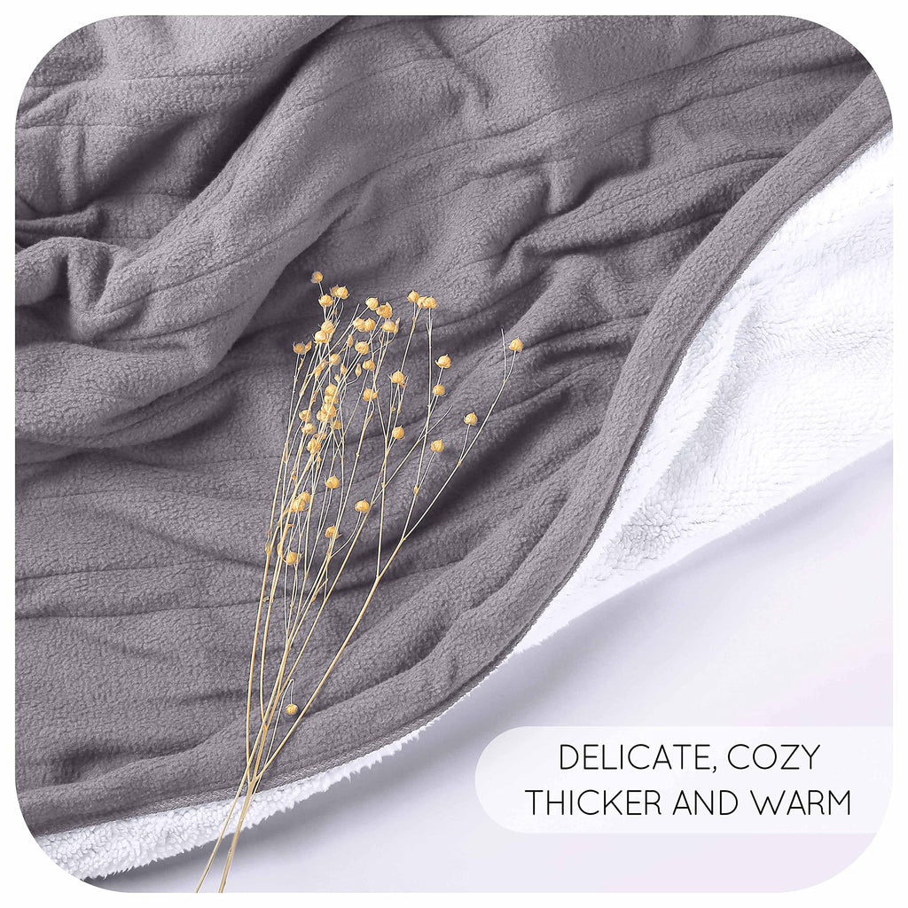 Couverture chauffante électrique DUODUO 72"x84" en polaire corail chaude avec 4 réglages de chaleur et arrêt automatique de 10 heures Protection contre la surchauffe - Gris 