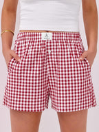 ANRABESS Boxer Shorts for Women Gingham Pajama 2025 Summer Casual Lounge Sleep Plaid Shorts Y2K Beach Bottoms