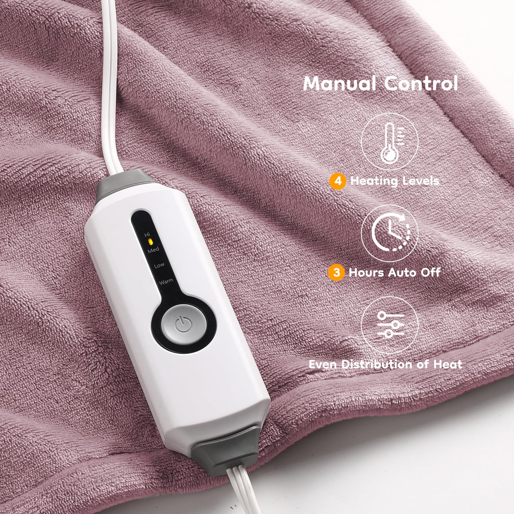 Elektrisch verwarmd deken 72" x 84" volledige maat flanellen stof met 4 verwarmingsniveaus & 10 uur automatische uitschakeling, ademend warm en wasbaar voor zacht en bed - lichtgrijs