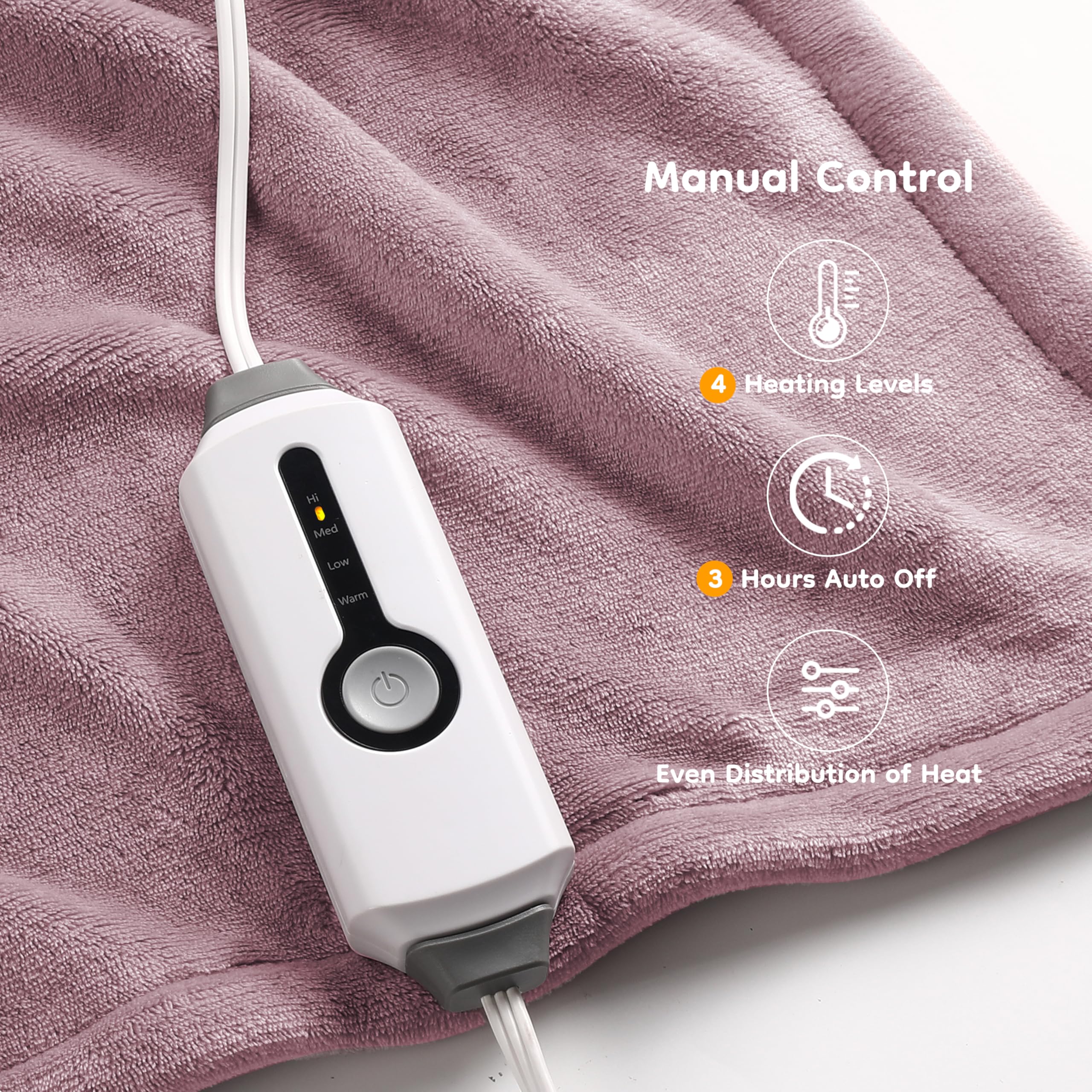 Elektrisch verwarmd deken 72" x 84" volledige maat flanellen stof met 4 verwarmingsniveaus & 10 uur automatische uitschakeling, ademend warm en wasbaar voor zacht en bed - lichtgrijs