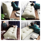 WOWMAX Wedge Pillow Headboard Queen Triangular Headboard Pillow Queen Bed Wedge Pillow for Headboard Bolster Pillow for Bed Daybed Pillows with Removable Cover, Corduroy(100% Cotton), White