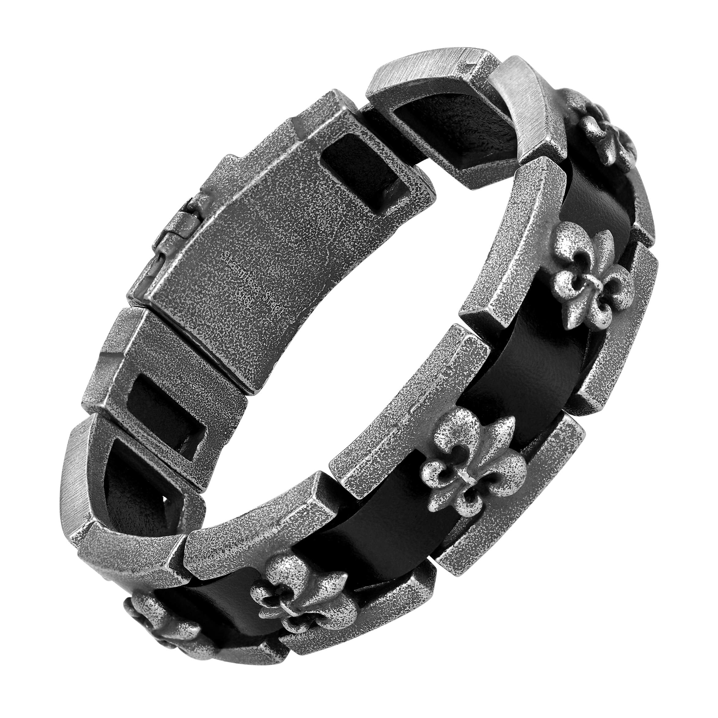 Urban Jewelry Stunning Solid Tungsten Link Bracelet for Men Polished Link, Puzzle, Ceramic Style (Silver, Black, 18K Gold Plated Option)