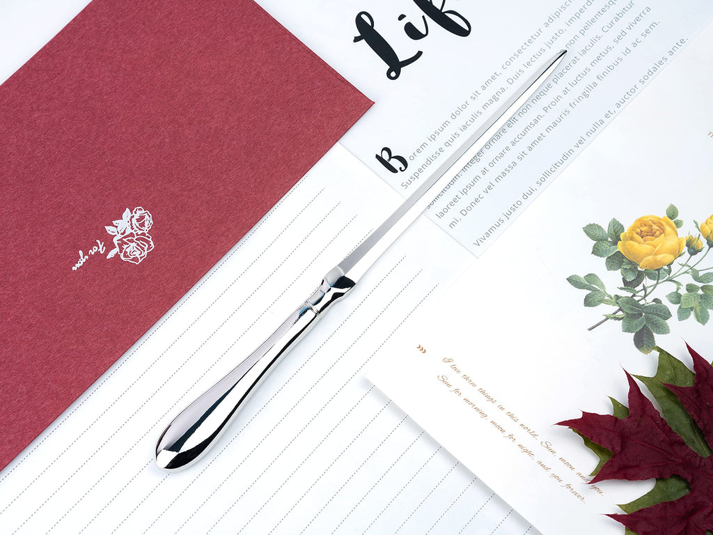 MUSROD Silvery Letter Opener, Envelope Opener Knife Metal Letter Opening Knife, Paul Revere Paper Cutting Knife, 9 inches (1 Pack)