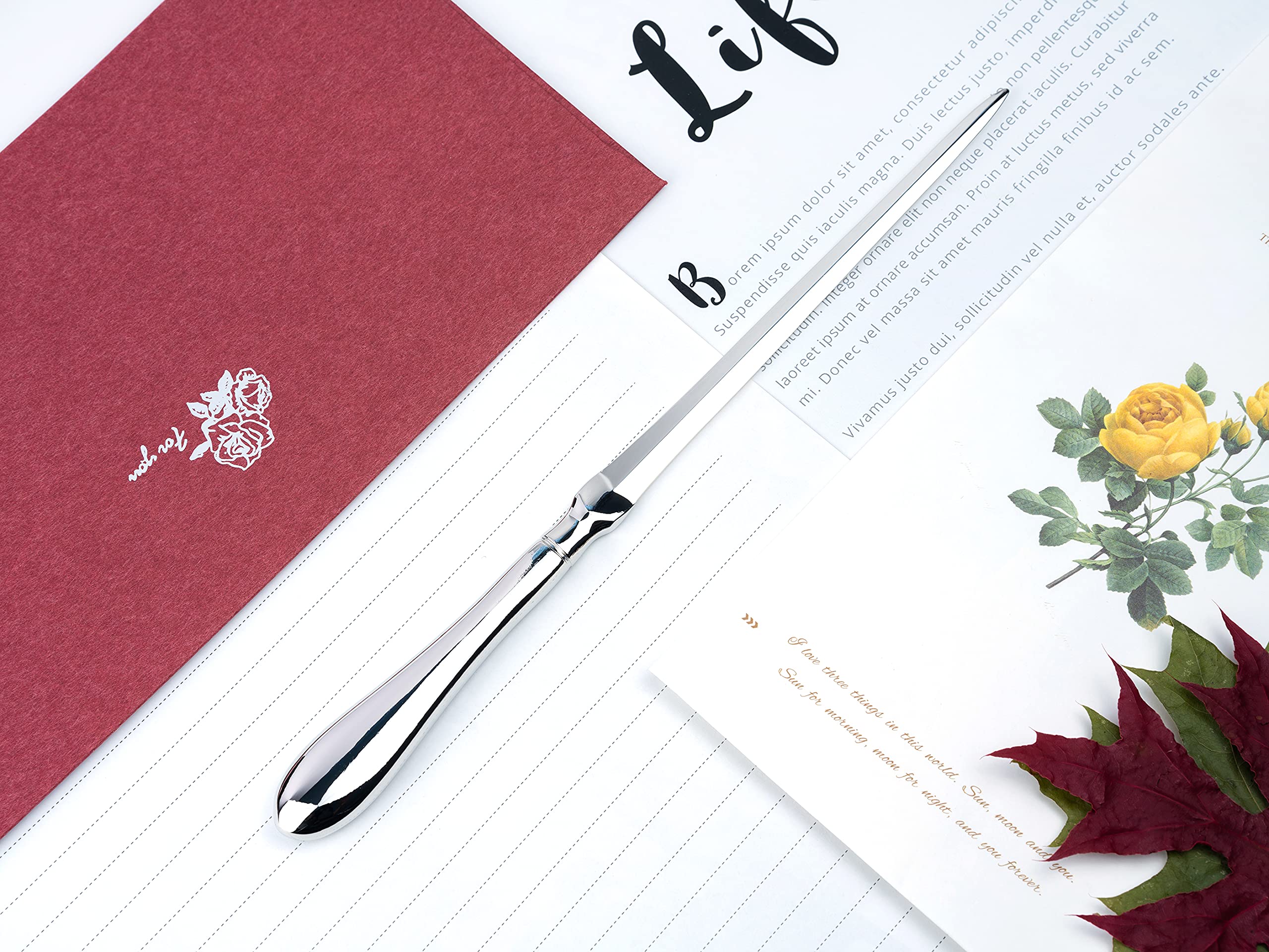 MUSROD Silvery Letter Opener, Envelope Opener Knife Metal Letter Opening Knife, Paul Revere Paper Cutting Knife, 9 inches (1 Pack)