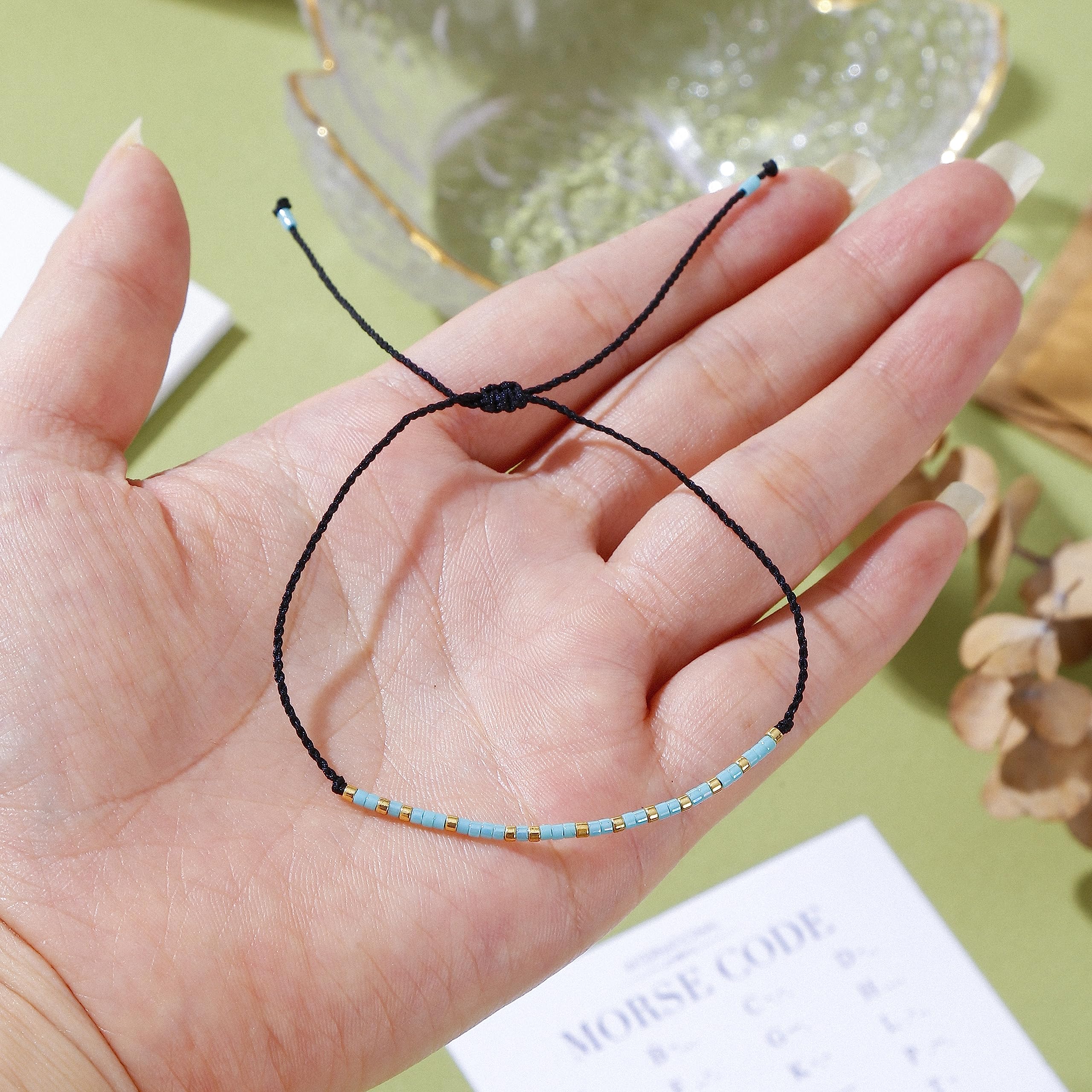 RareLove New Beginning Gifts for Women Morse Code Beaded Bracelet,Inspirational Encouragement for Friends,Divorce Breakup Get Well Gifts,Waterproof Secret Message Bracelets Tiny Pony Seed