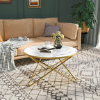 HLR Round Coffee Table with White Faux Marble Top