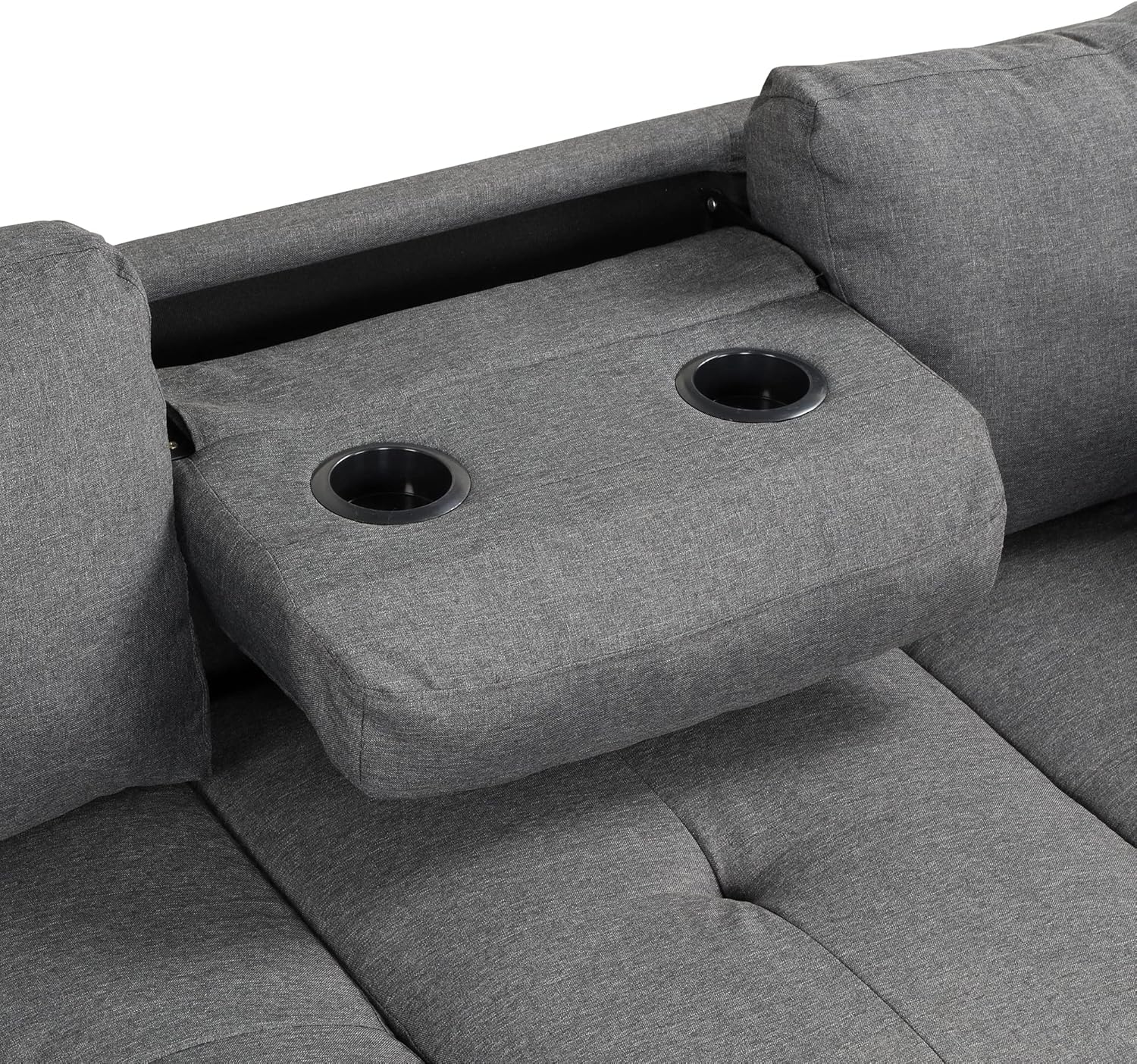 L-Shaped Oversized Reversible Sectional Sofa Couch with Drop-down Cupholders ,Modern Living Room 6 Seaters Corner Tufted Upholstered Sofa&Couch W/Reversible Chaise ,Storage Ottoman and Nailhead Decor