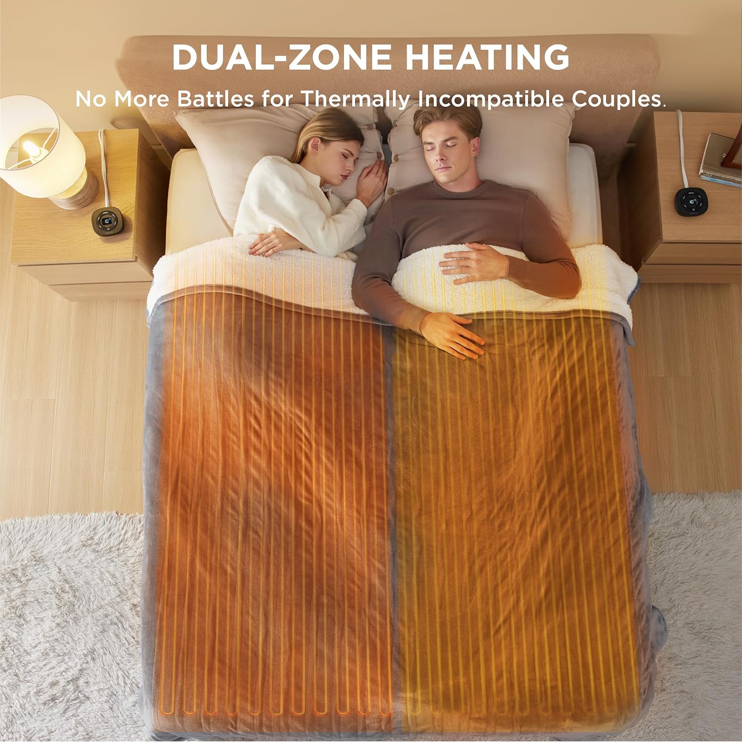 Bedsure Electric Blanket Queen Size - Dual Control Heated Blanket Queen, GentleSoft™ Fast Heating with 10 Time Settings & 10 Heat Settings, Warm Gift for Grandma (84x90 inches, Grey)