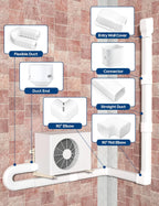 3" 13Ft Mini Split Line Set Cover with Flexible Duct, Upgrade PP Decorative Minisplit Lineset Cover Kit, Paintable for Mini Split, Air Conditioner, Central AC, HVAC and Heat Pumps, White