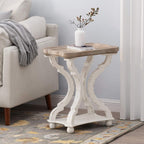 Christopher Knight Home Esther French Country Accent Table with Rectangular Top, Natural + Distressed White