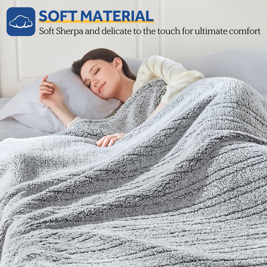 SEALY Electric Blanket Heated Throw 50"x60" Soft Double Sherpa Super Cozy with 6 Fast Heating Levels & 2-10 Hours Auto-Off, Over-Heat Protection, Machine Washable, Charcoal