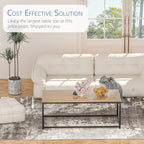 Modern Industrial Style Rectangular Coffee Table for Living Room, Bedroom - Rustic Accent Minimalistic Furniture with Wood Grain Top & Metal Frame - Center TV Table - Light Brown