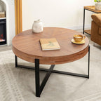 Tempered Glass Round Coffee Table, 32.3" Modern Acrylic Legs Circle Coffee Table for Living Room