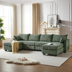 Ball & Cast 82" Velvet Corner Chesterfield Sofa, L-Shaped Sectional Couch with Nailhead Trim & 3 Cushions for Living Room, Bedroom, Apartment, Office,Beige