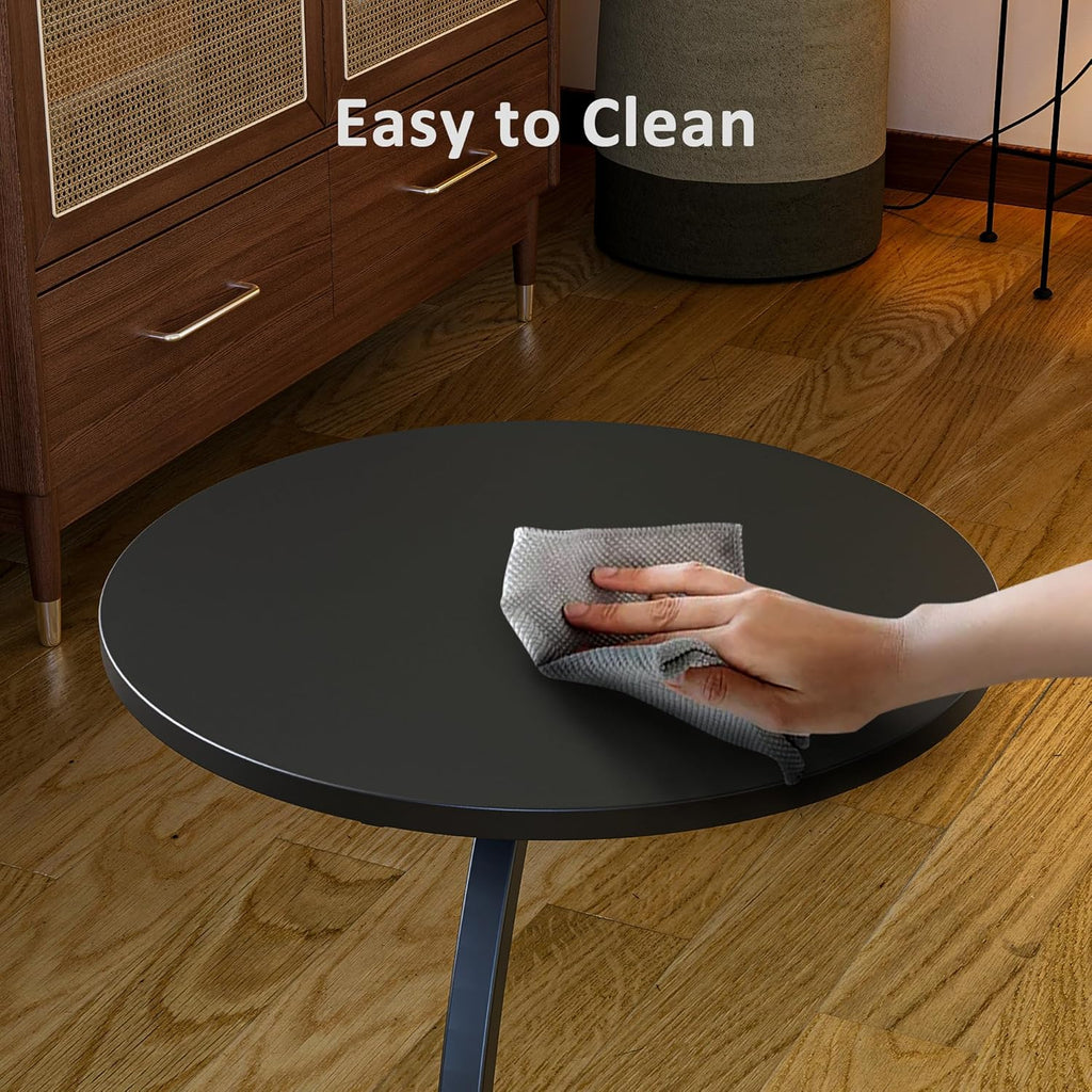 C-Shaped End Table 25 inches High, Small Side Table Coffee Table for Couch and Bed, Sofa Table for Living Room, Bedroom, Bedside, Black