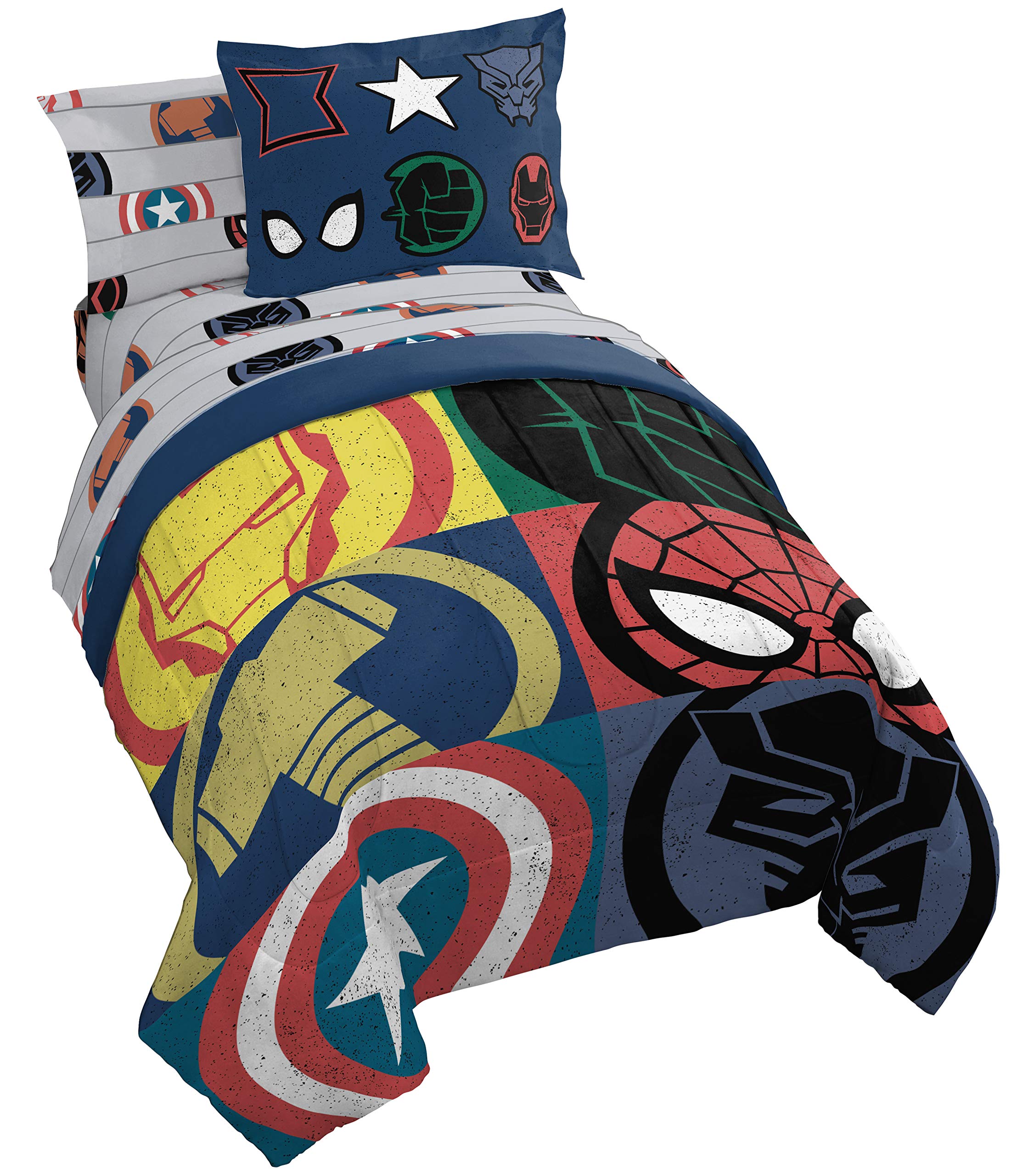 Jay Franco Marvel Spidey and His Amazing Friends Team Spidey 5 Piece Twin Size Bed Set - Includes Comforter & Sheet Set Bedding - Super Soft Fade Resistant Microfiber (Official Marvel Product)