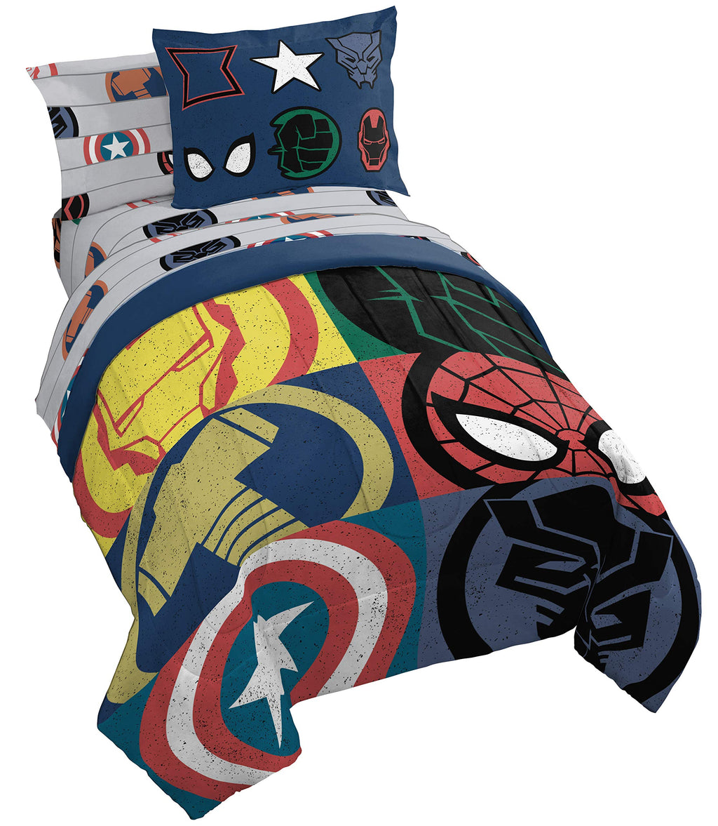Jay Franco Marvel Spidey and His Amazing Friends Team Spidey 5 Piece Twin Size Bed Set - Includes Comforter & Sheet Set Bedding - Super Soft Fade Resistant Microfiber (Official Marvel Product)