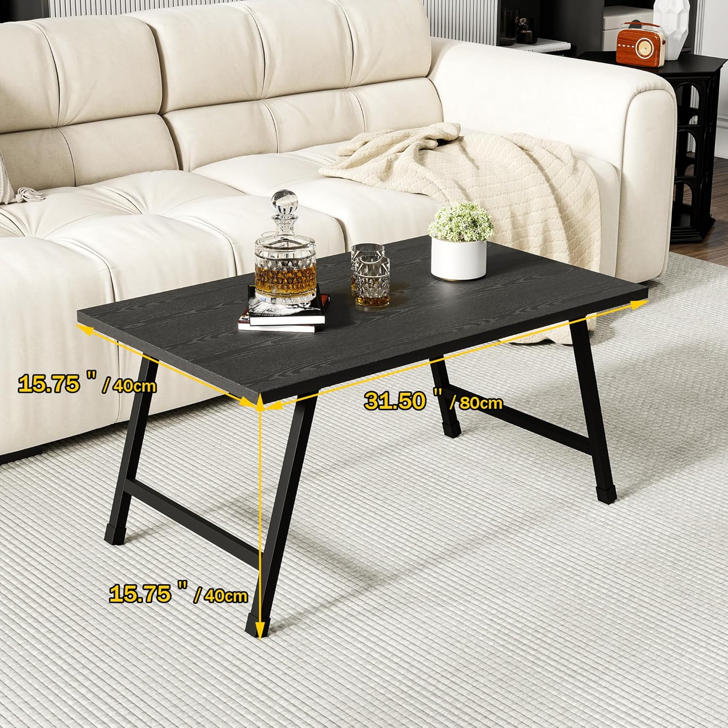 Rectangular Folding Coffee Table - Modern Space-Saving Foldable Coffee Table for Living Room, Durable and Lightweight Design, Easy to Assemble, Perfect for Small Spaces