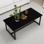 35.4" Rectangular Coffee Table for Living Room, Modern Industrial Style Coffee Table Center Table with Metal Frame for Small Space, Apartment, Office, Easy Assembly, Brown