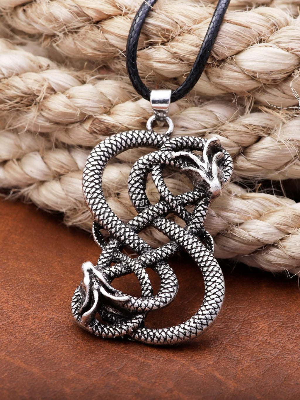 HAQUIL Snake Necklace, Norse Loki Snake Serpent Symbol Pendant, Viking Jewelry Gift for Men and Women