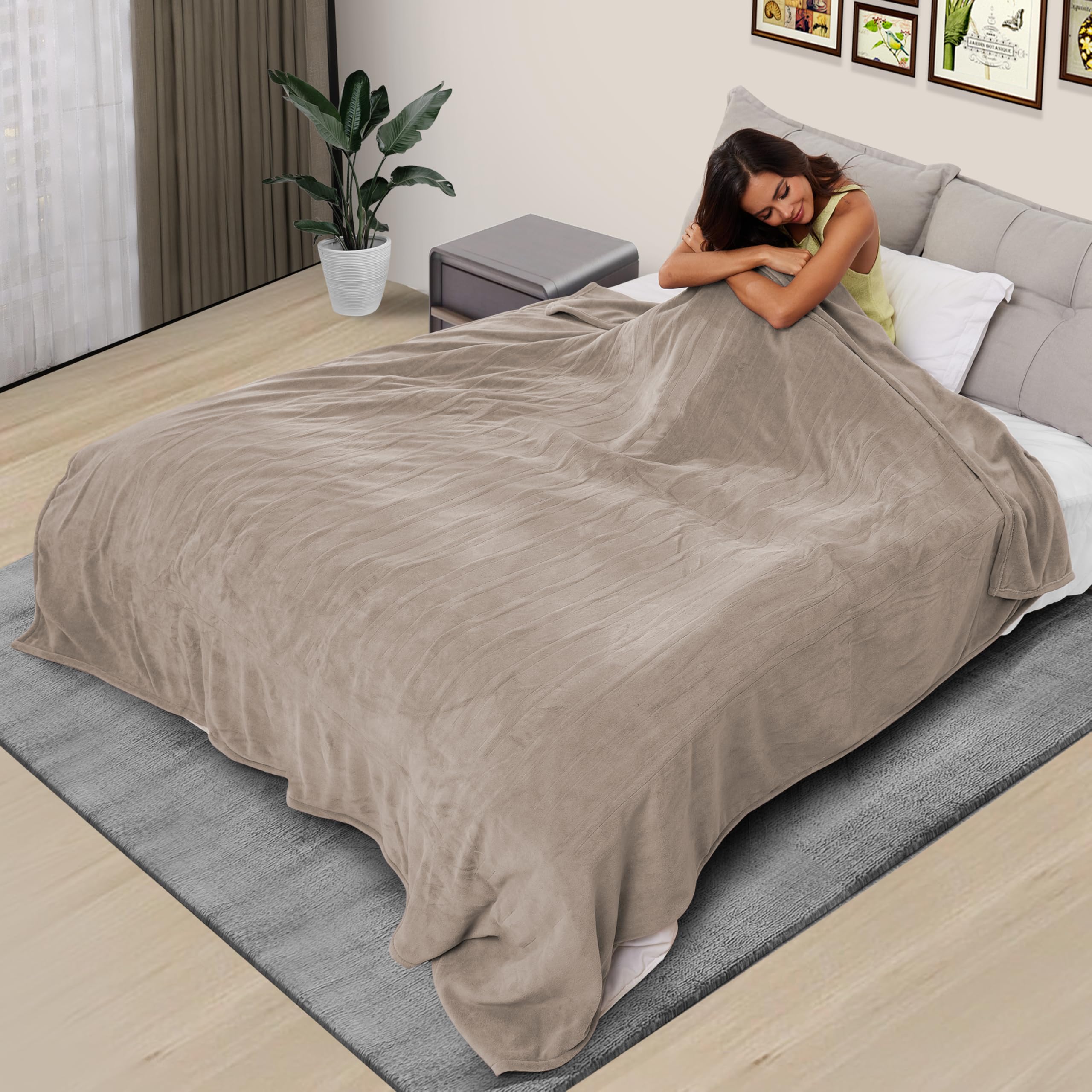 Coperta Elettrica Riscaldata 72"x84" Taglia Completa, Morbido Pile di Corallo con 4 Livelli di Riscaldamento e Spegnimento Automatico dopo 10 Ore, Lavabile in Lavatrice, Tessuto Morbido e Accogliente per la Casa, Grigio Scuro